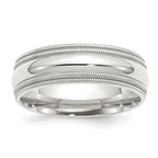 Sterling Silver 7mm Comfort Fit Double Milgrain Band