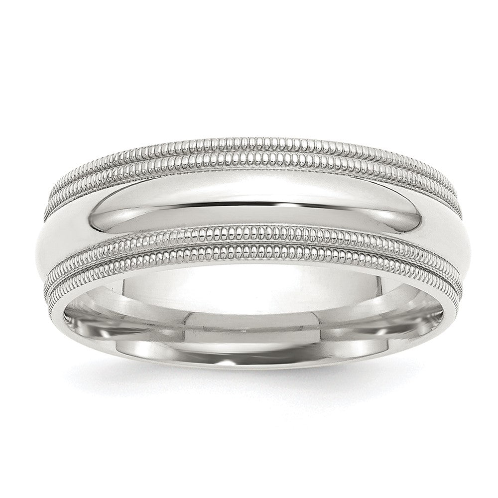 Sterling Silver 7mm Comfort Fit Double Milgrain Band