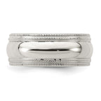 Sterling Silver 8mm Comfort Fit Double Milgrain Band
