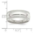 Sterling Silver 8mm Comfort Fit Double Milgrain Band