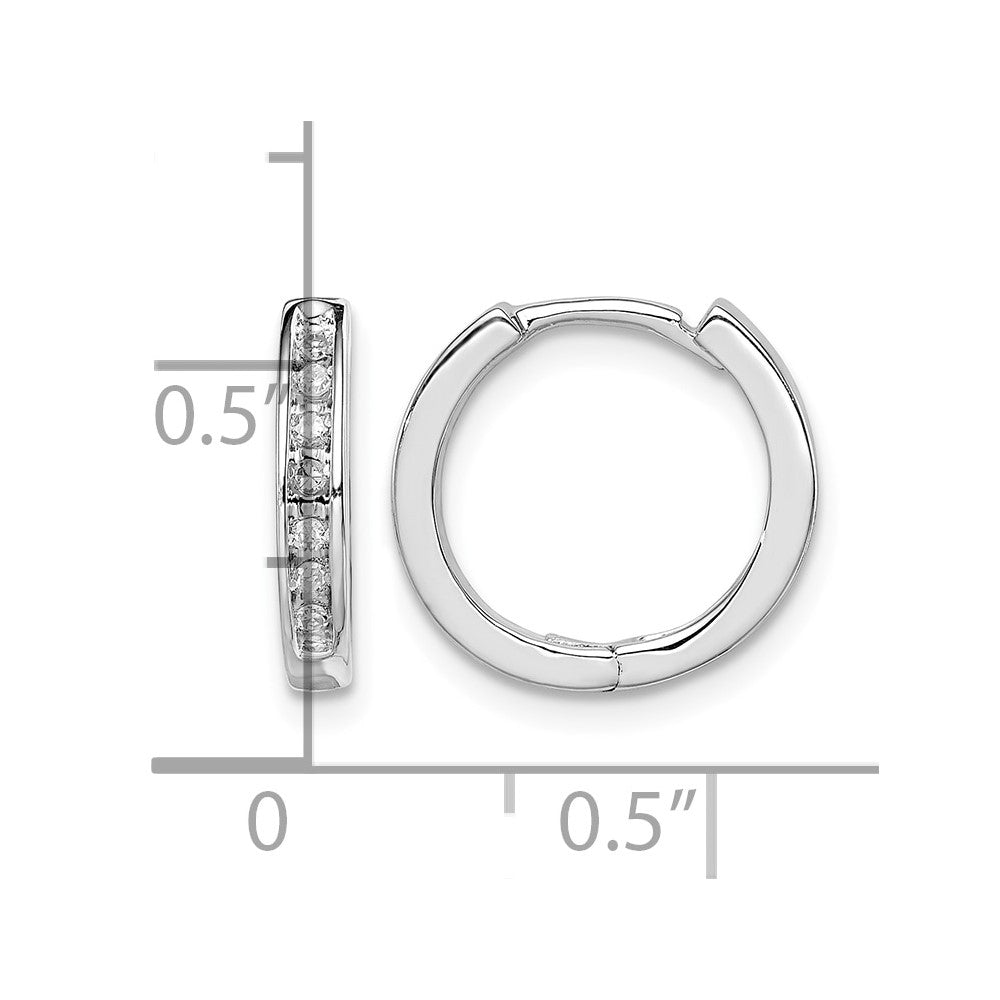 Sterling Silver Rhodium Diam. Huggie Earrings