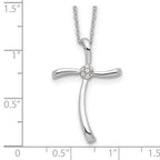 Sterling Silver Rhodium-plated Diamond Cross Necklace