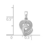 Sterling Silver Rhodium Diam. Accent Heart Pendant