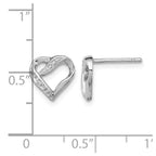 Sterling Silver Rhodium Diamond Heart Post Earrings