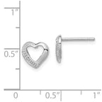 Sterling Silver Rhodium Diamond Heart Post Earrings