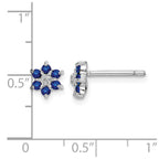 Sterling Silver Rhodium Sapphire & Diamond Post Earrings