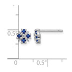 Sterling Silver Rhodium Sapphire & Diamond Post Earrings