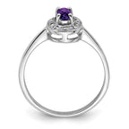 Sterling Silver Rhodium Amethyst & Diamond Ring