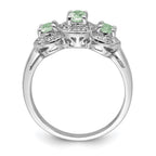 Sterling Silver Rhodium-plated Green Quartz & Diamond Ring