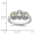 Sterling Silver Rhodium-plated Green Quartz & Diamond Ring