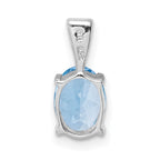 Sterling Silver Rhodium Light Swiss Blue Topaz Pendant