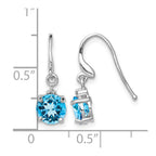 Sterling Silver Rhodium-plated Blue Topaz and Diamond Wire Earrings