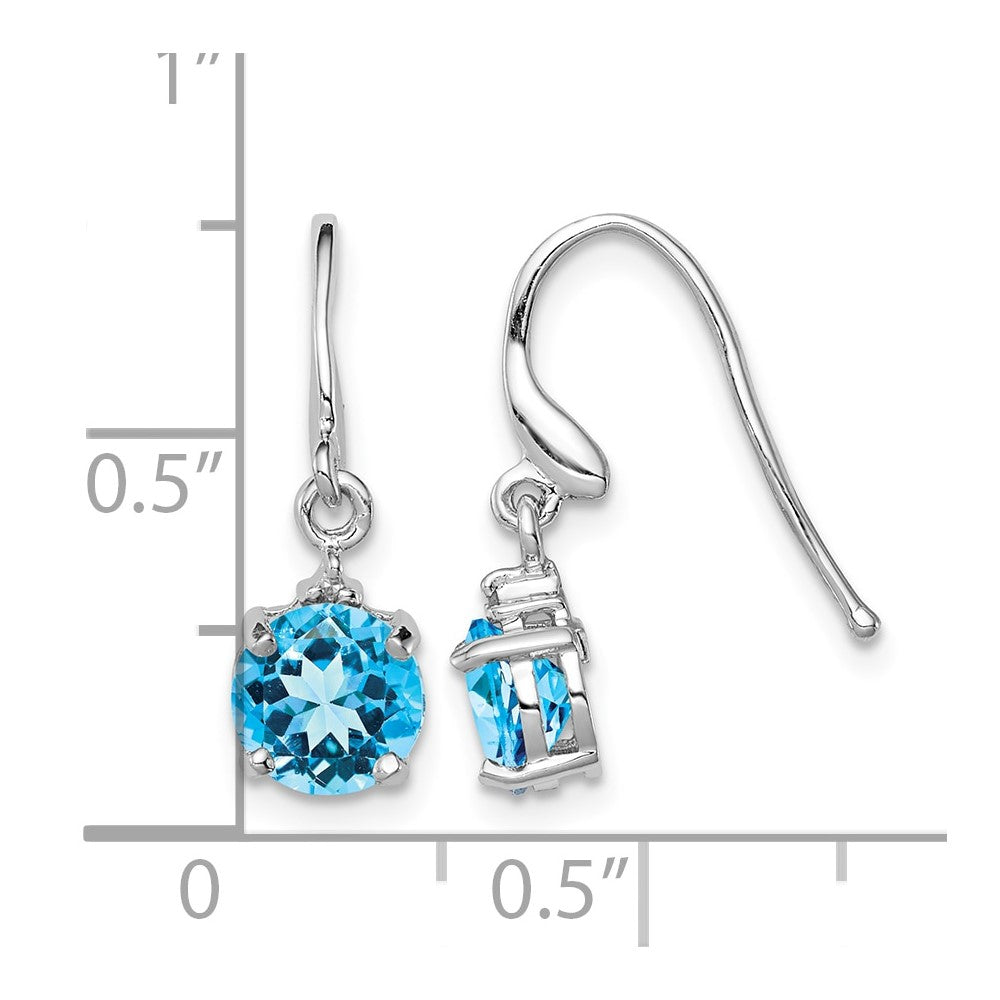 Sterling Silver Rhodium-plated Blue Topaz and Diamond Wire Earrings