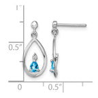 Sterling Silver Rhodium-plated Blue Topaz and Diamond Post Earrings