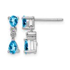 Sterling Silver Rhodium-plated Blue Topaz and Diamond Post Earrings