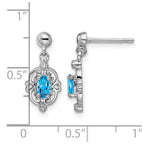 Sterling Silver Rhodium Plated Blue Topaz and Diamond Post Earrings