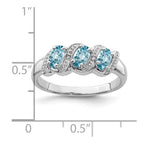 Sterling Silver Rhodium Light Swiss Blue Topaz & Diamond Ring
