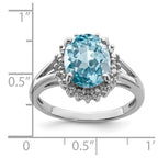 Sterling Silver Rhodium Swiss Blue Topaz & Diamond Ring
