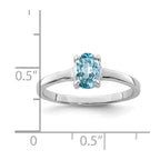 Sterling Silver Rhodium Light Swiss Blue Topaz Ring