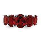 Sterling Silver Rhodium Garnet Ring