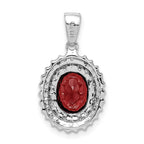Sterling Silver Rhodium Garnet & Diamond Pendant