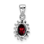 Sterling Silver Rhodium Garnet & Diamond Pendant