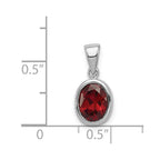 Sterling Silver Rhodium Garnet Pendant
