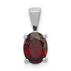 Sterling Silver Rhodium Garnet Pendant