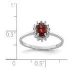 Sterling Silver Rhodium-plated Garnet Diamond Ring