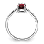 Sterling Silver Rhodium Garnet Ring