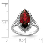 Sterling Silver Rhodium Garnet Diamond Ring