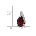 Sterling Silver Rhodium Pear Garnet Pendant