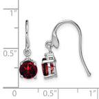 Sterling Silver Rhodium Plated Round Garnet and Diamond Wire Earrings