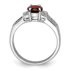 Sterling Silver Rhodium-plated Garnet & Diamond Ring