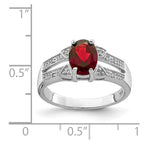Sterling Silver Rhodium-plated Garnet & Diamond Ring
