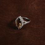 Sterling Silver Rhodium Smoky Quartz Diamond Ring