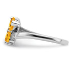 Sterling Silver Rhodium Citrine & Diamond Heart Ring