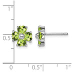 Sterling Silver Rhodium Plated Peridot Flower Post Earrings