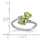 Sterling Silver Rhodium Peridot & Diamond Heart Ring