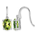 Sterling Silver Rhodium Plated Peridot Wire Earrings