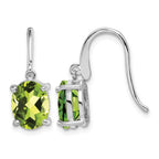 Sterling Silver Rhodium Plated Peridot Wire Earrings