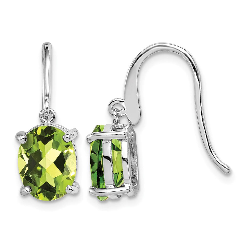 Sterling Silver Rhodium Plated Peridot Wire Earrings