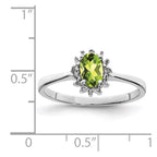Sterling Silver Rhodium Peridot Diamond Ring