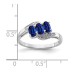 Sterling Silver Rhodium-plated Sapphire & Diamond Ring