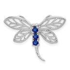 Sterling Silver Rhodium Sapphire Dragonfly Pendant