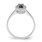 Sterling Silver Rhodium-plated Sapphire Diamond Ring