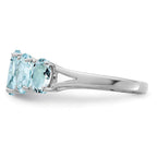 Sterling Silver Rhodium Aqua Ring