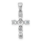 Sterling Silver Rhodium-plated Aquamarine & Diamond Accent Cross Pendant