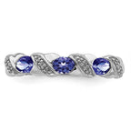 Sterling Silver Rhodium Tanzanite & Diam. Ring