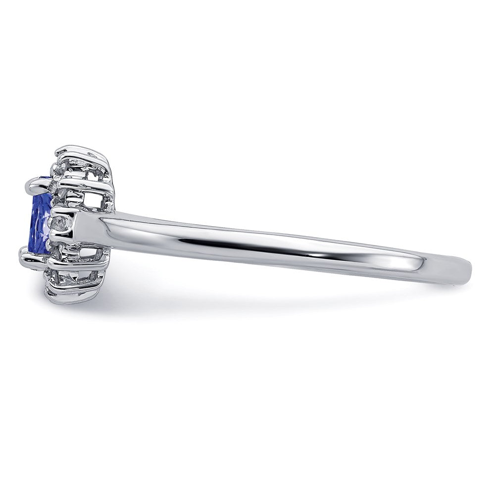 Sterling Silver Rhodium Tanzanite & Diam. Ring